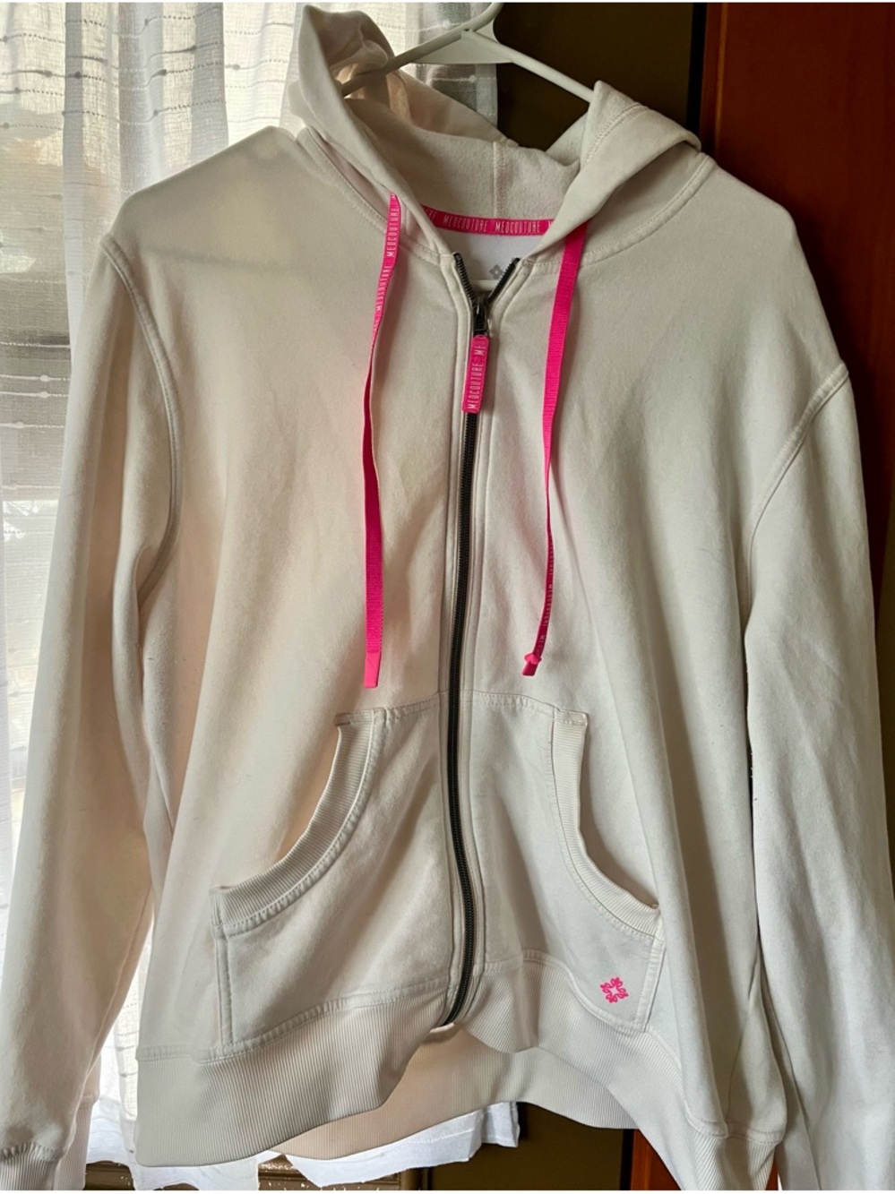 XL Med Couture Cream Pink Zip Hoodie Scrubs Activewear EUC - Picture 2 of 8